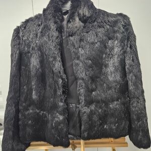 Luxurious Black Faux Fur Coat